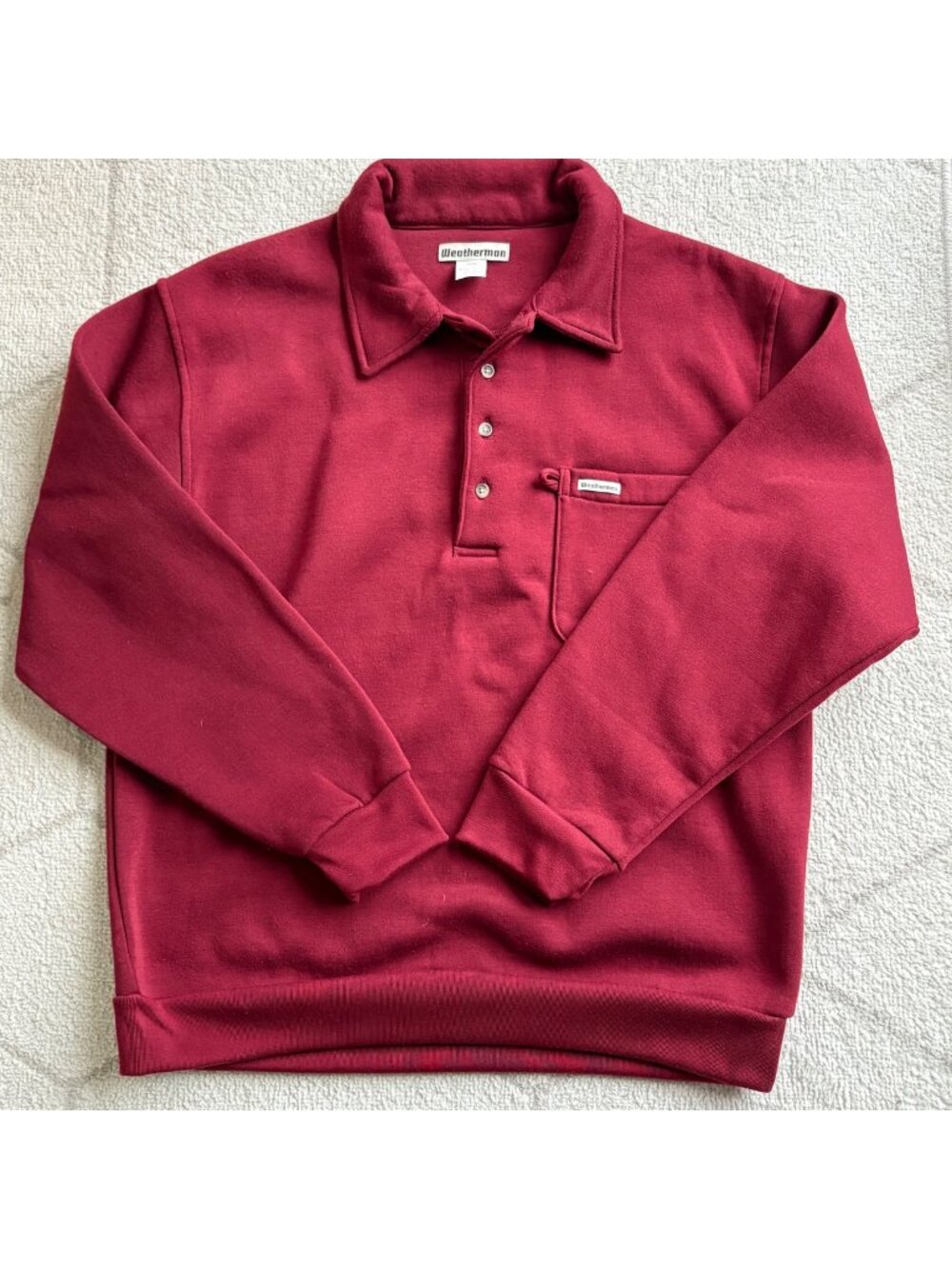 Vintage Weatherman Collared Pullover Sweatshirt Grandpa Core Pocket